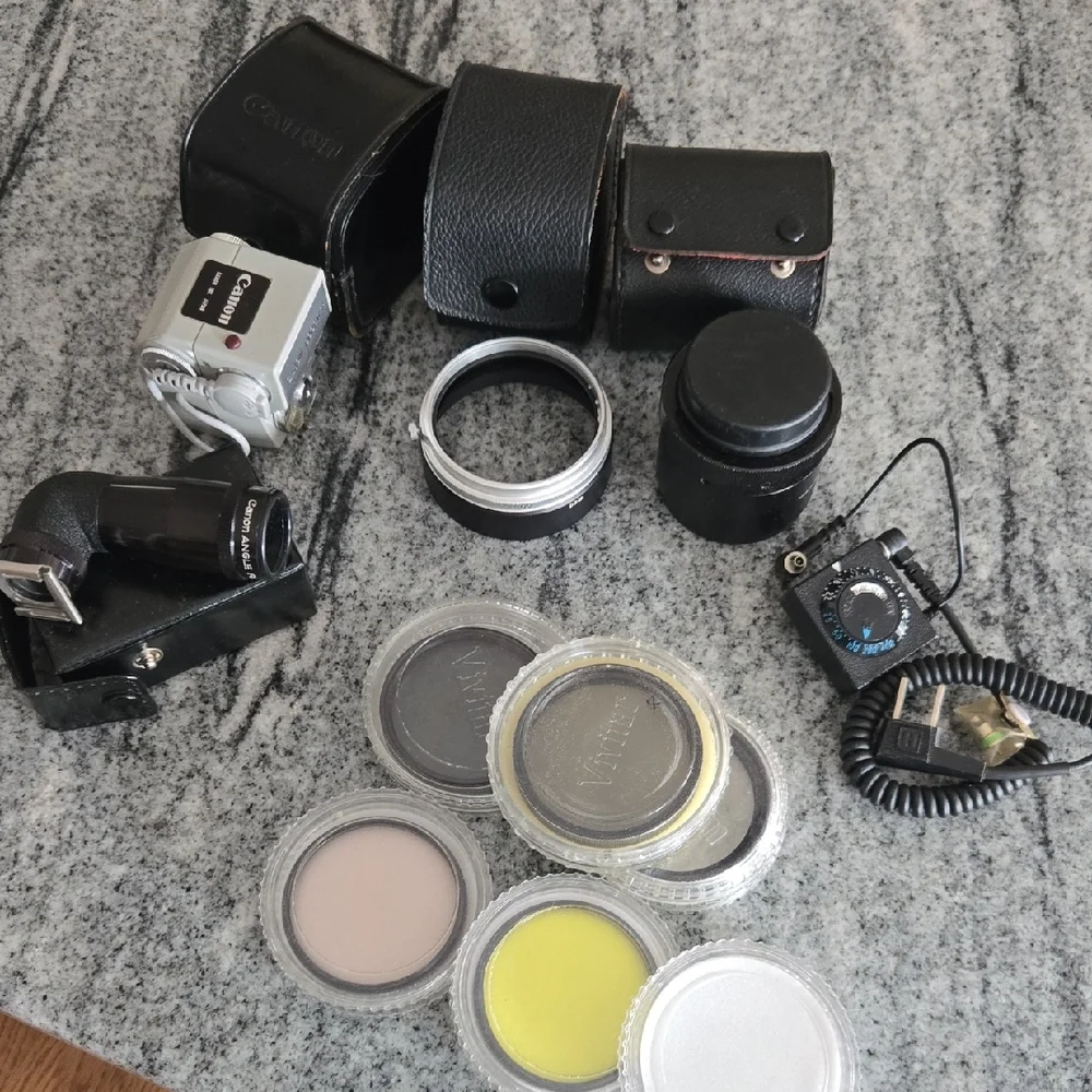 Canon Viviatar Astron Vintage Camera Lens Filters Flash 11 Piece Photography Kit
